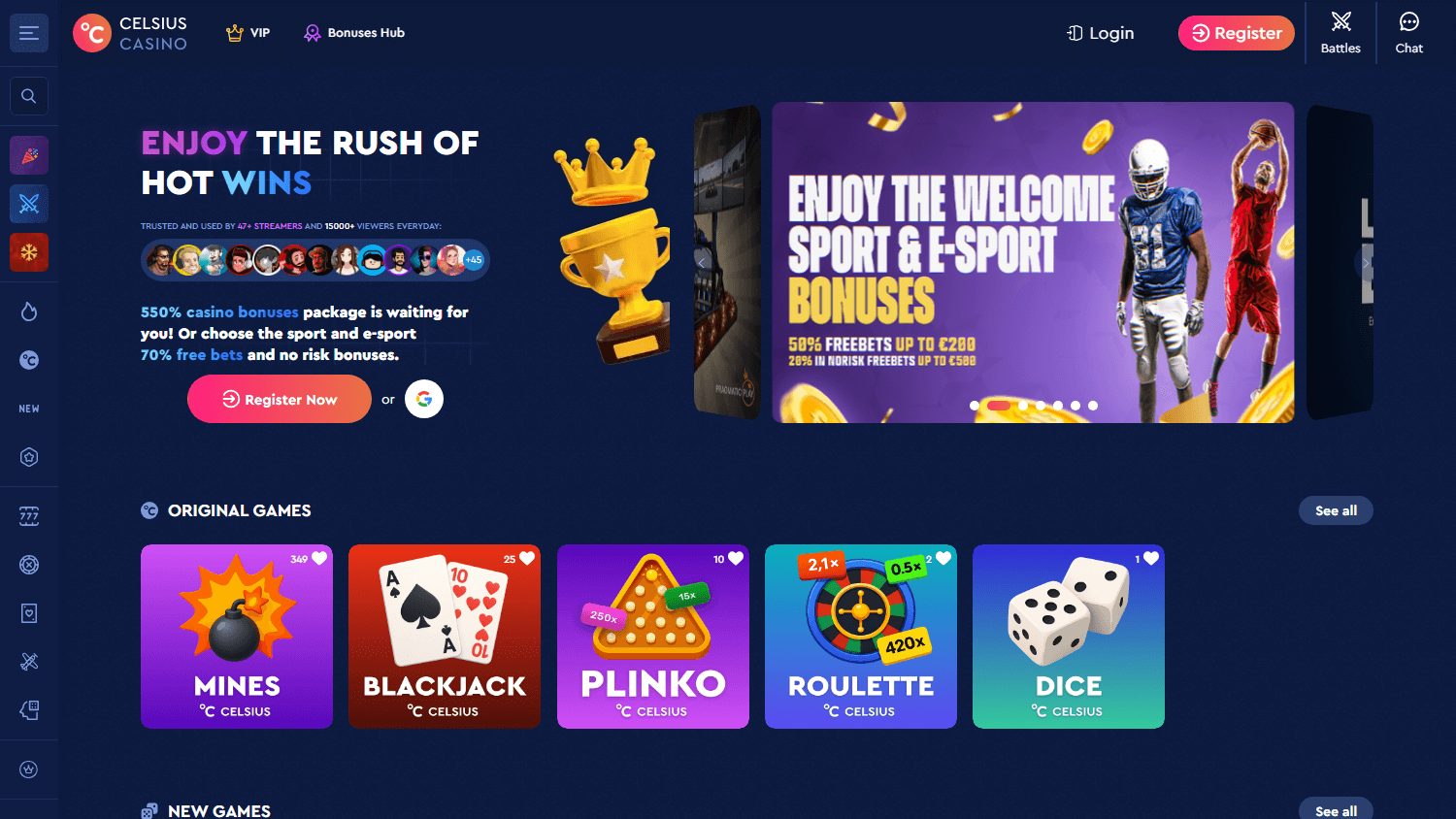 Celsius Casino Desktop screenshot