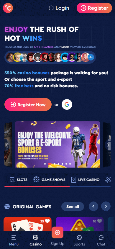 Celsius Casino Mobile screenshot